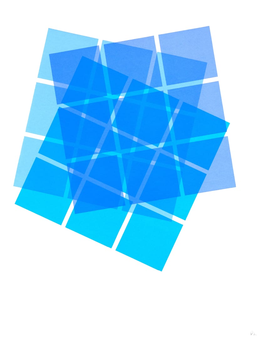 Multiplex II, 2016 Screenprint in three layers on Somerset Satin 300 gsm paper 60.0 x 46.5 cm Unique Titled, dated and signed in pencil, verso - initialed in pencil, recto