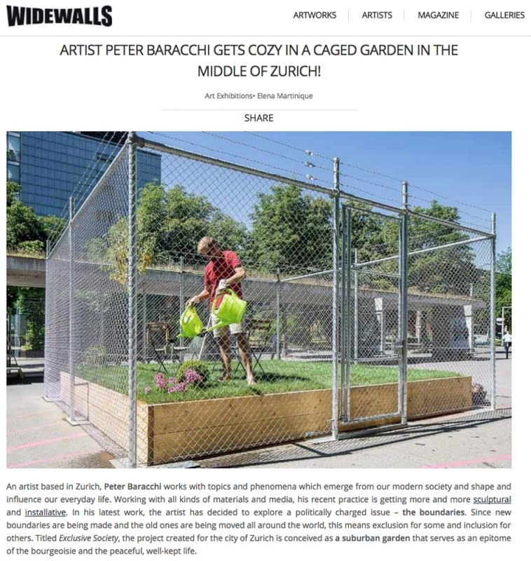 Artist Peter Baracchi Gets Cozy in a Caged Garden in the Middle of Zurich!