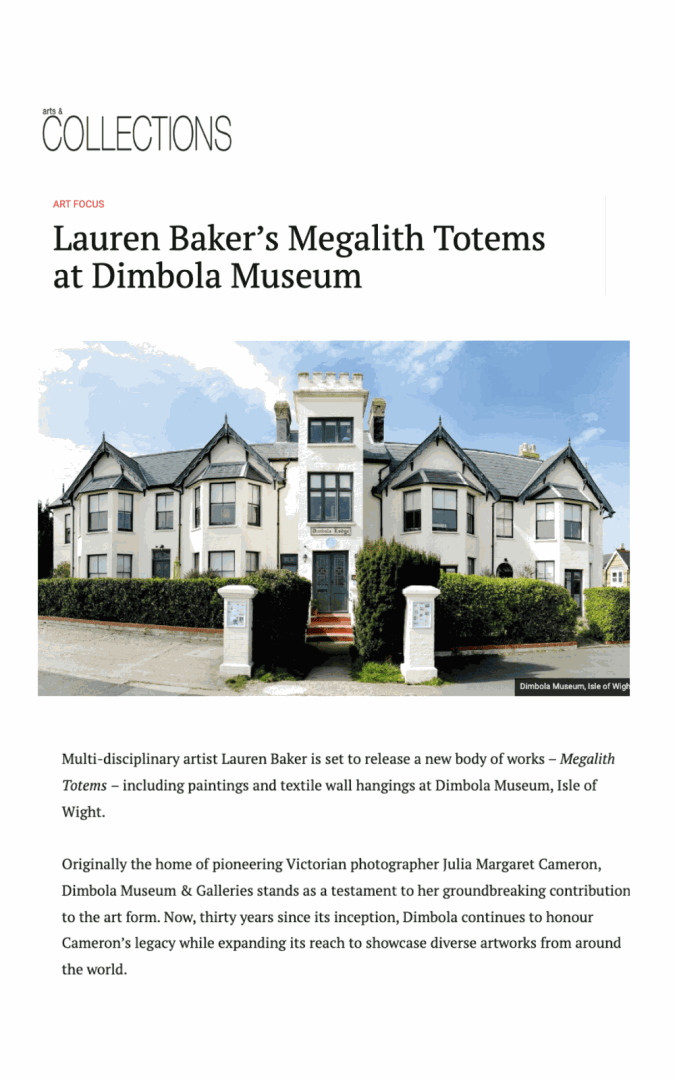 Lauren Baker’s Megalith Totems at Dimbola Museum