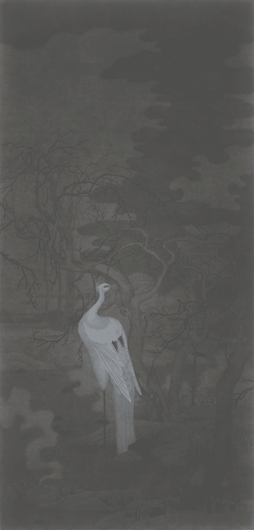 Cool Sylvan Haze 寒林暮霭, 2015 Ink on paper 紙本水墨 180x85cm