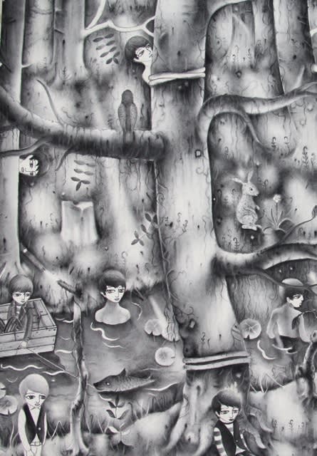 Grove 小樹林, 2013 Ink and colour on paper 設色紙本 111 x 220 cm