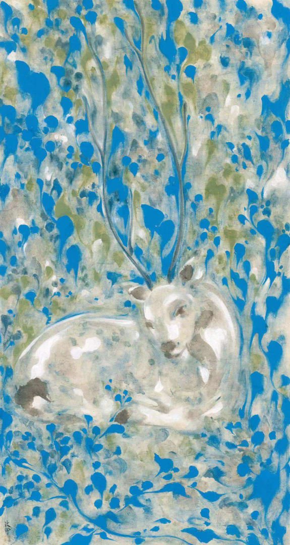 Pan Wenxun, Piedmont (2020), Ink and colour on paper, 142 x 76 cm