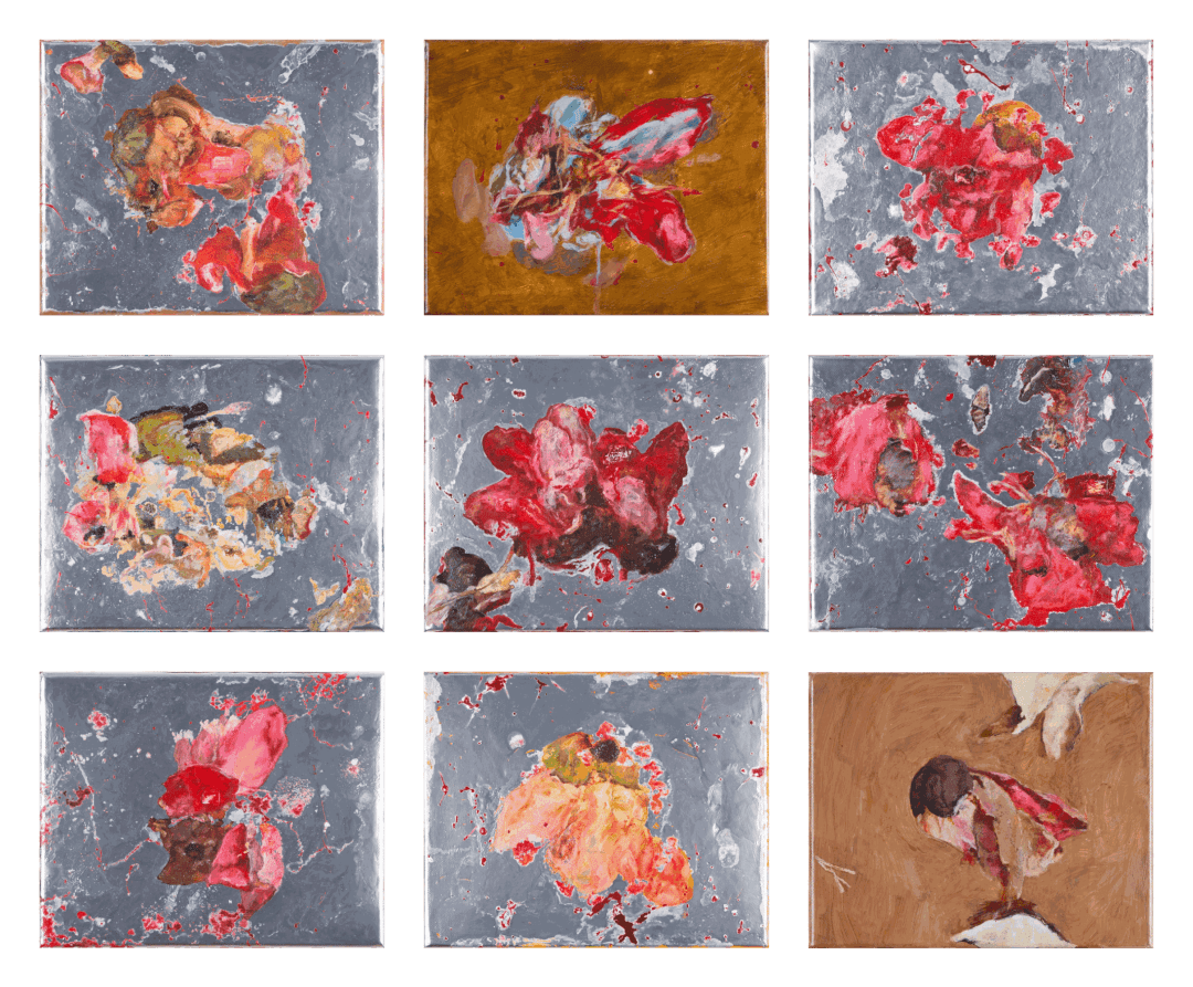 Halley Cheng, Kapok Series, 2020, Acrylic, sim card, mixed media on linen, 20 x 25.5 cm