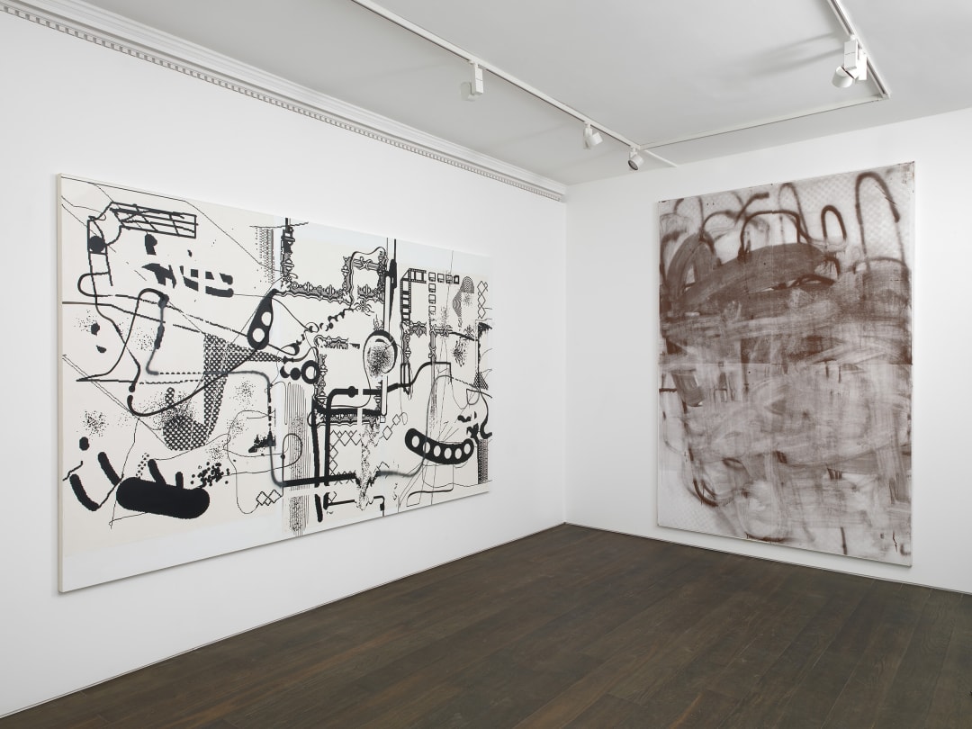 Albert Oehlen, Untitled, 2007 | Christopher Wool, Untitled (No Halloween), 2003 (details)