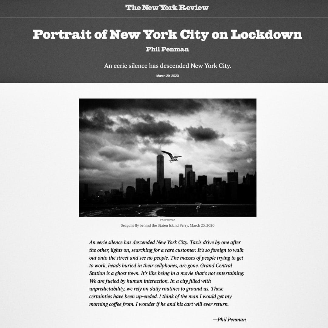 THE NEW YORK REVIEW OF BOOKS: PORTRAIT OF NEW YORK CITY ON LOCKDOWN