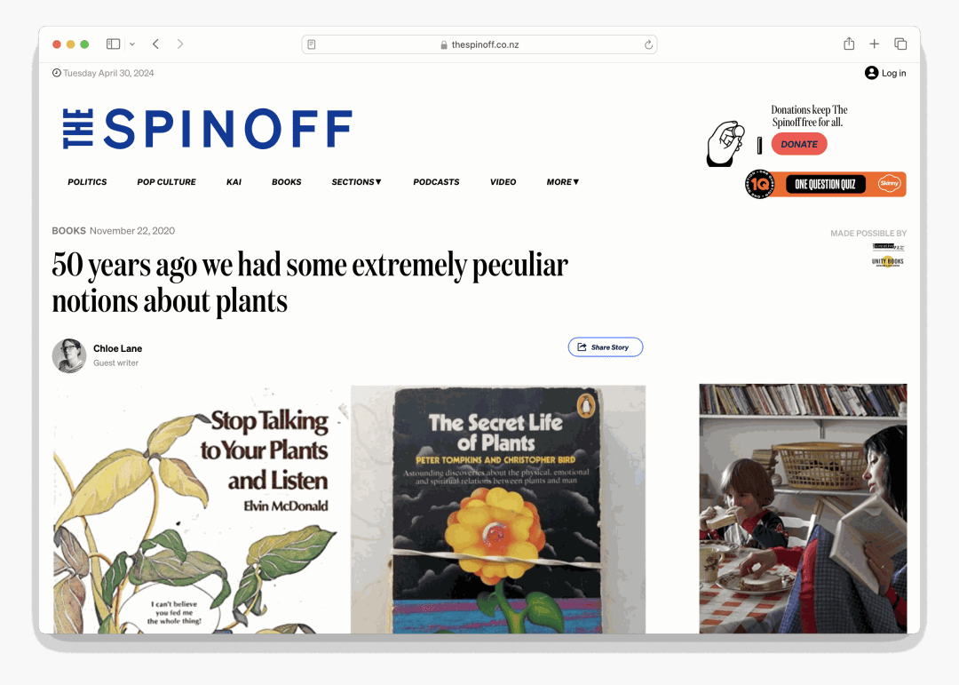 50 years ago we had some extremely peculiar notions about plants, On Zina Swanson