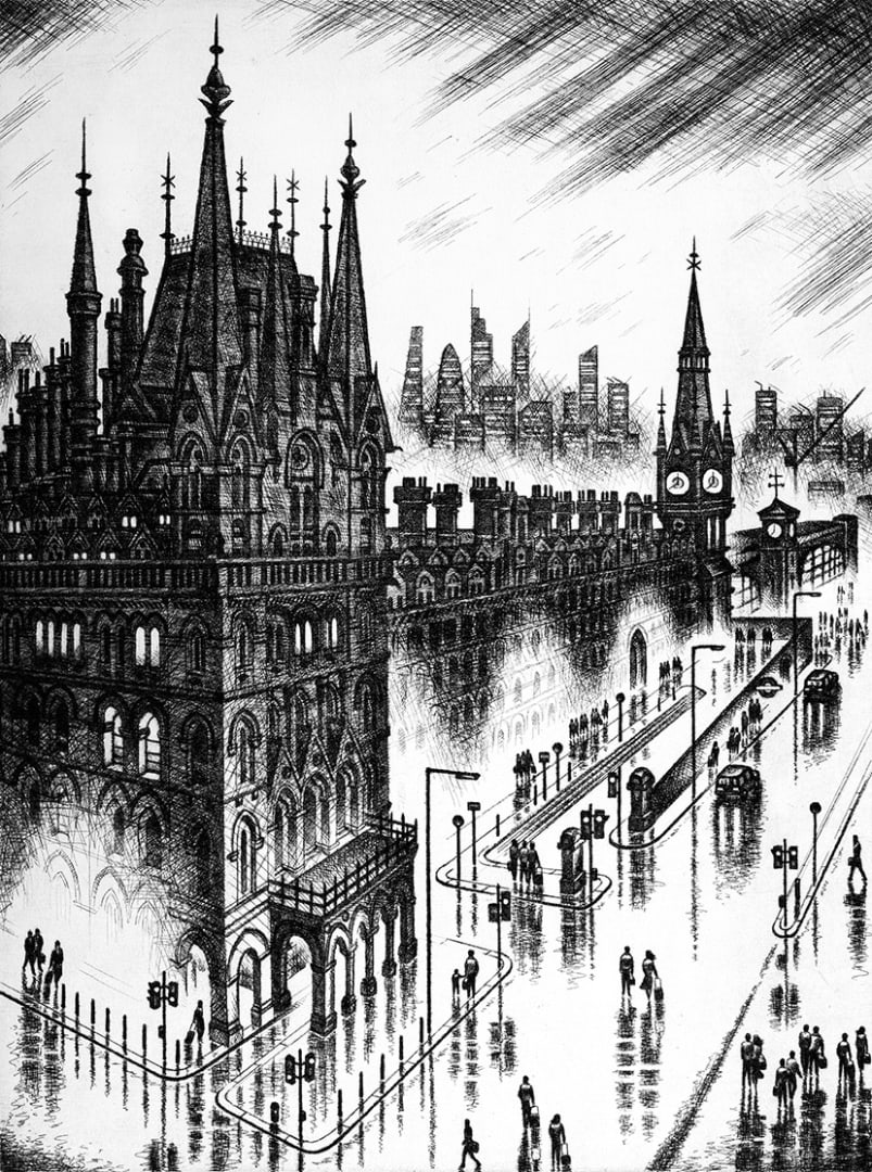 John Duffin RE, King's Cross, etching