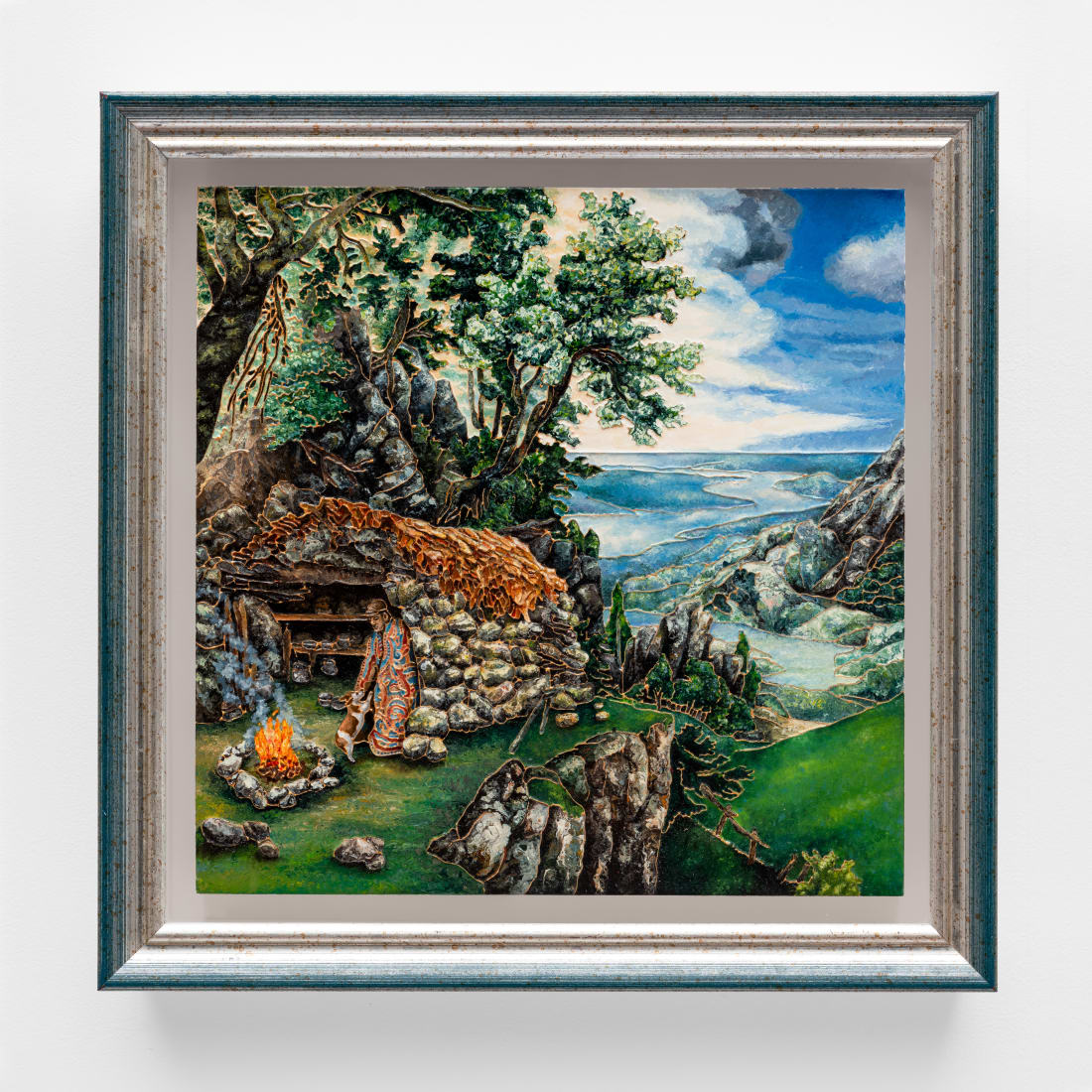 Raqib Shaw, Mountain Landscape with St Jerome after Paul Bril, Self portrait with Mr C, 2019