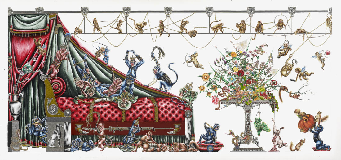 Raqib Shaw, Monkey King Boudoir I , 2012