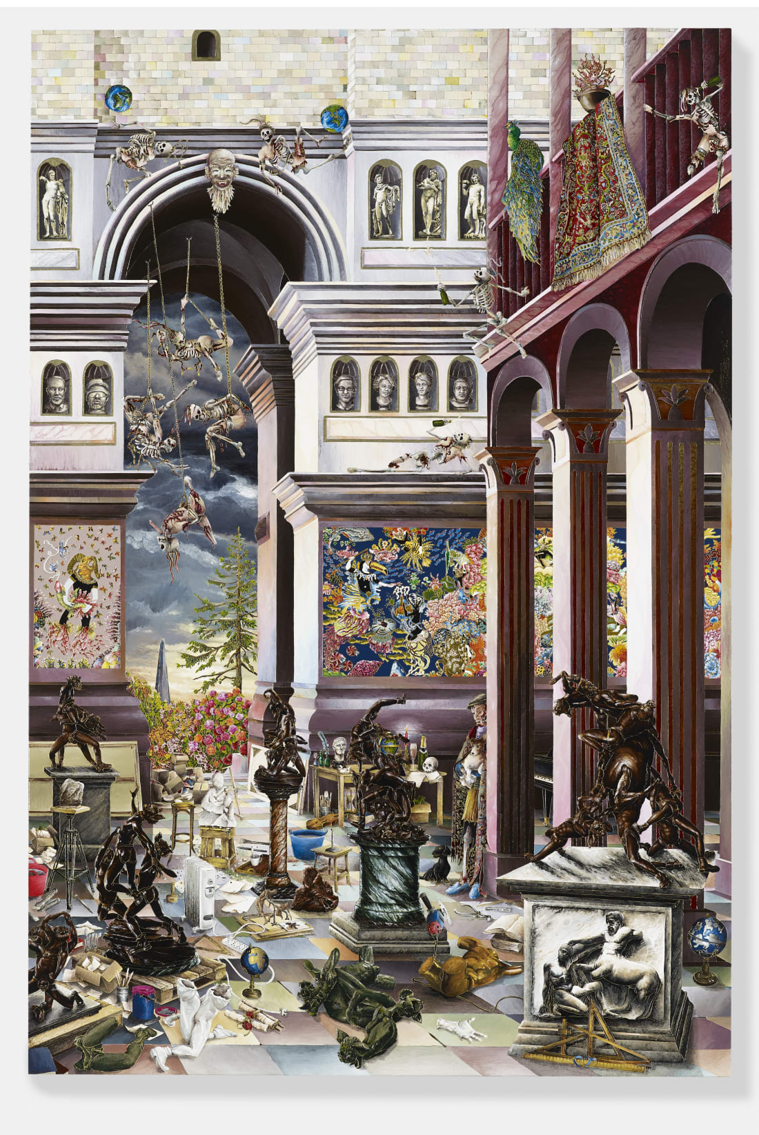 Raqib Shaw, Self portrait in the sculpture studio at Peckham (after Mocetto) I (2014-2015); Thaddaeus Ropac