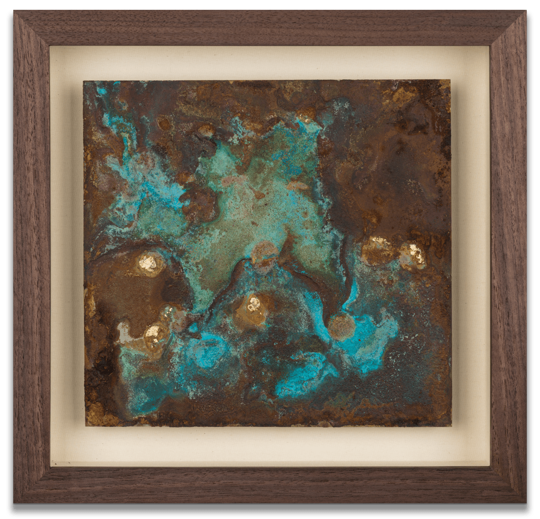 남화연 Hwayeon Nam Lamentation, 2024 Corrosion solutions on nickel, gold leaf 26.5 x 27.7 cm (10.43 x 10.91 in)