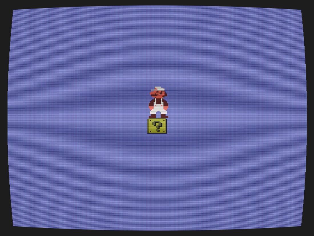 Cory Arcangel, Totally Fucked, 2003 Handmade hacked Super Mario Bros. cartridge, Nintendo NES video game console, artist’s software © Courtesy...