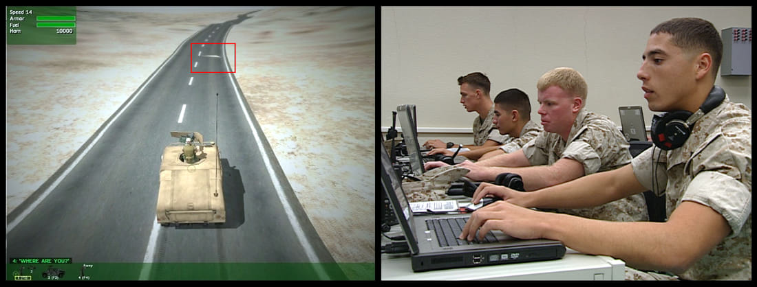 Harun Farocki, Serious Games I: Watson is Down, 2009–2010, video, 8′, color, sound. Video still. Courtesy of Harun Farocki Filmproduction,...