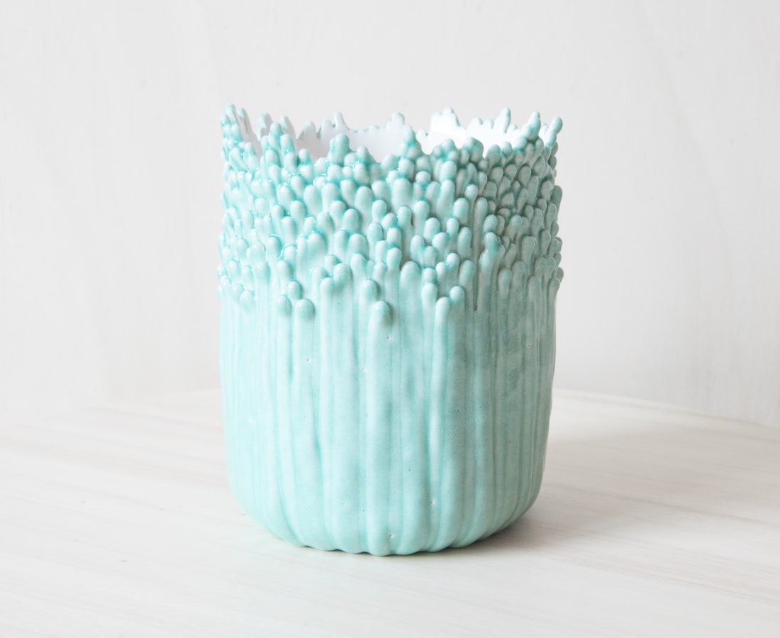 Cécile Bichon, Cache-pot ascensionnel floral M celadon