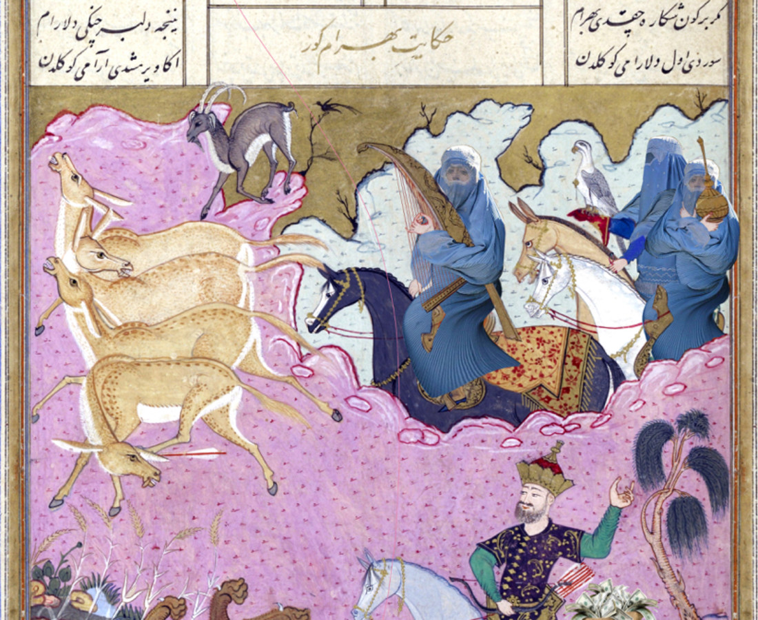Shadi Rezaei, Bahram Gur hunting, accompanied by his slave girls , 2021