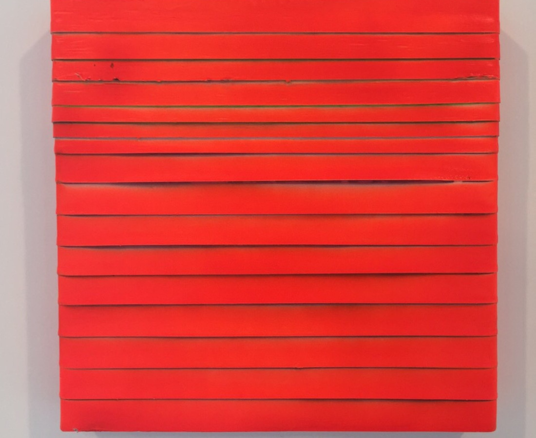 Paolo Bini: Orange, 2015, 30 x 30 cm, acrilico su nastro carta su tela