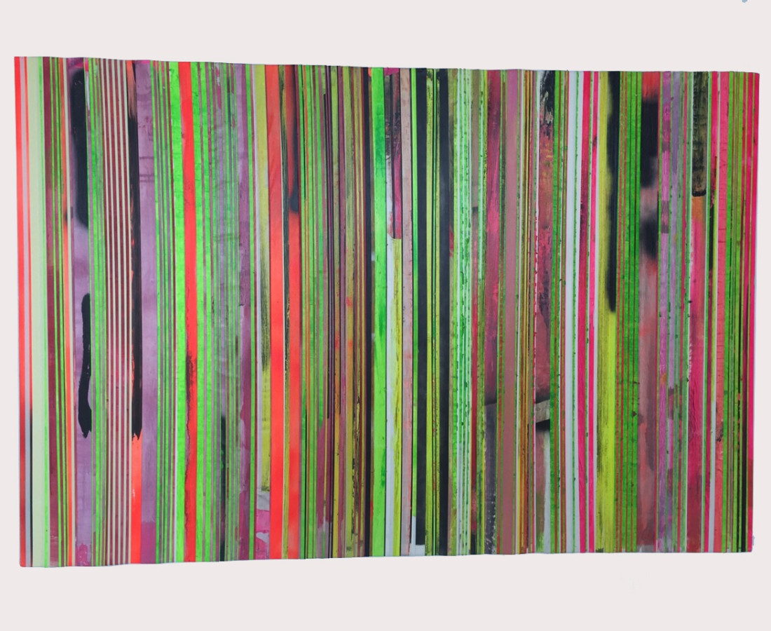 Paolo Bini: Untiled, 2015, 100 x 150 cm, acrilico su nastro carta su tela