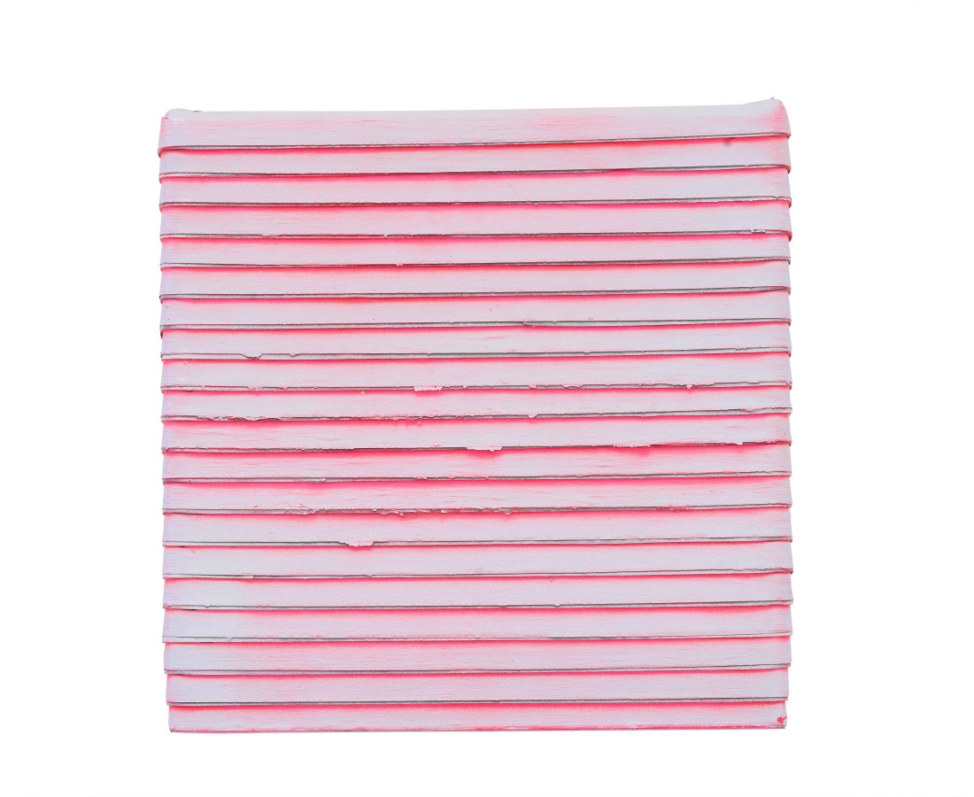 Paolo Bini: Monochrome,2015, 24 x 24 cm, acrilico su nastro carta su tela