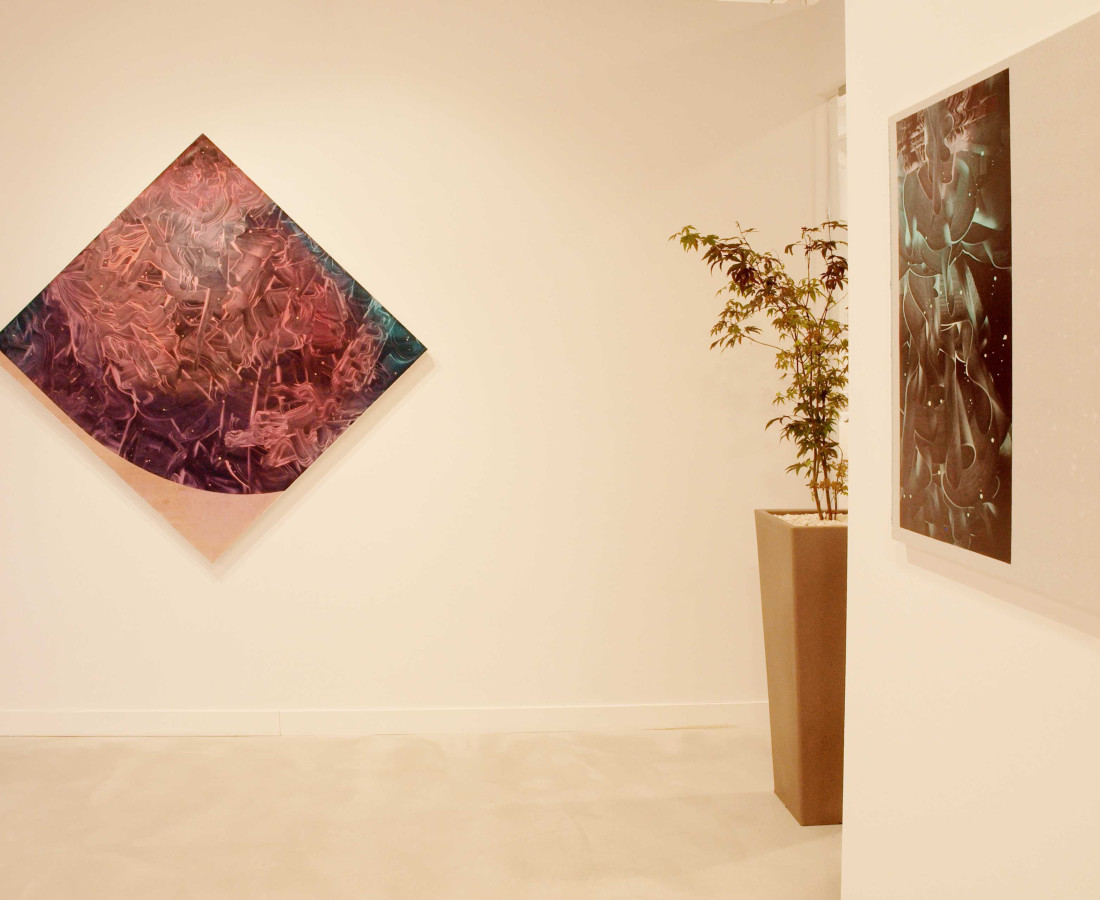 Patrick Tabarelli: Ubiquity – ABC-ARTE Contemporary art Gallery – 2015 Dream Toolkit, 2012, 120 x 120 cm - 47 1/4 x 47 1/4 in, olio e alchidico su tela Leaftea, 2012, 90 x 70 cm - 35 3/8 x 27 1/2 in, olio e alchidico su tela