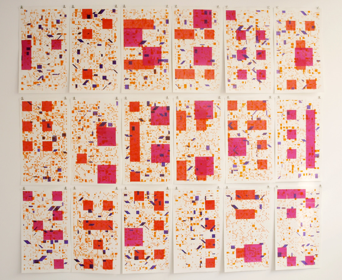 Patrick Tabarelli: [CA], 2015, 210 x 240 cm, acquarello liquido su carta cotone