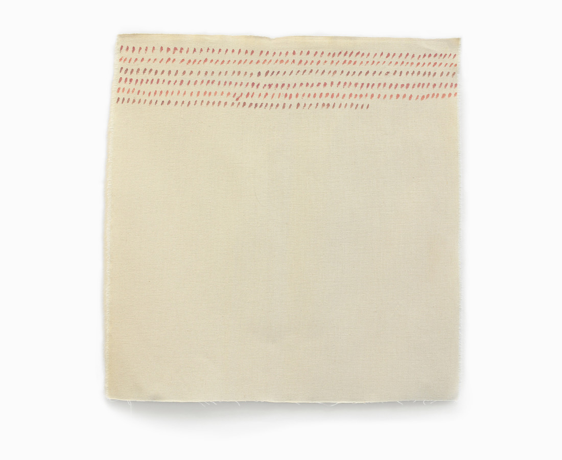 Giorgio Griffa : Orizzontale, 1975, 50x50 cm, 19 3_4 x 19 3_4 in, acrilico su juta