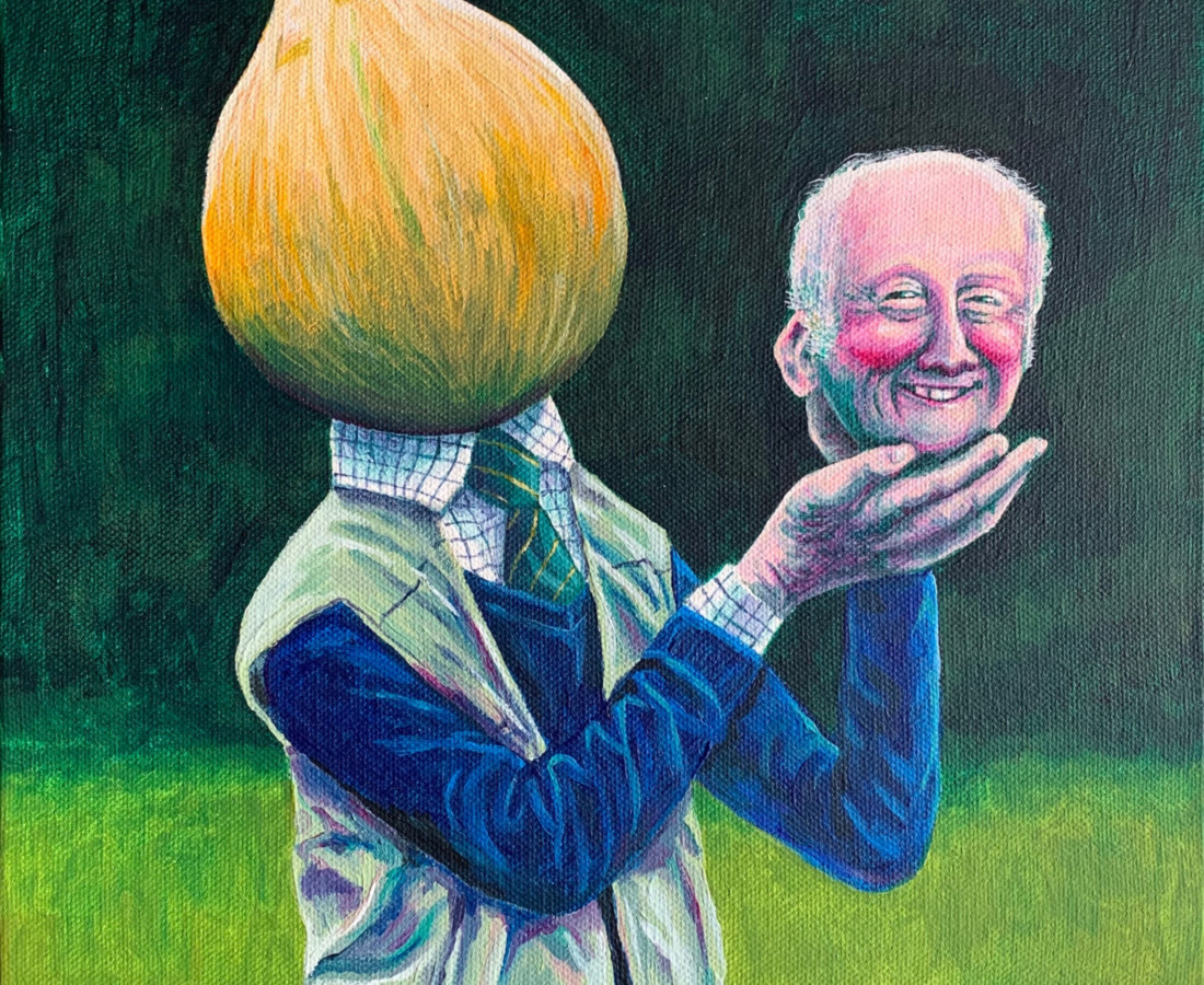 Olaf Falafel Mr Onion and his Prize Winning Graham Acrylic on canvas 40 x 30 cm 15 3/4 x 11 3/4 in