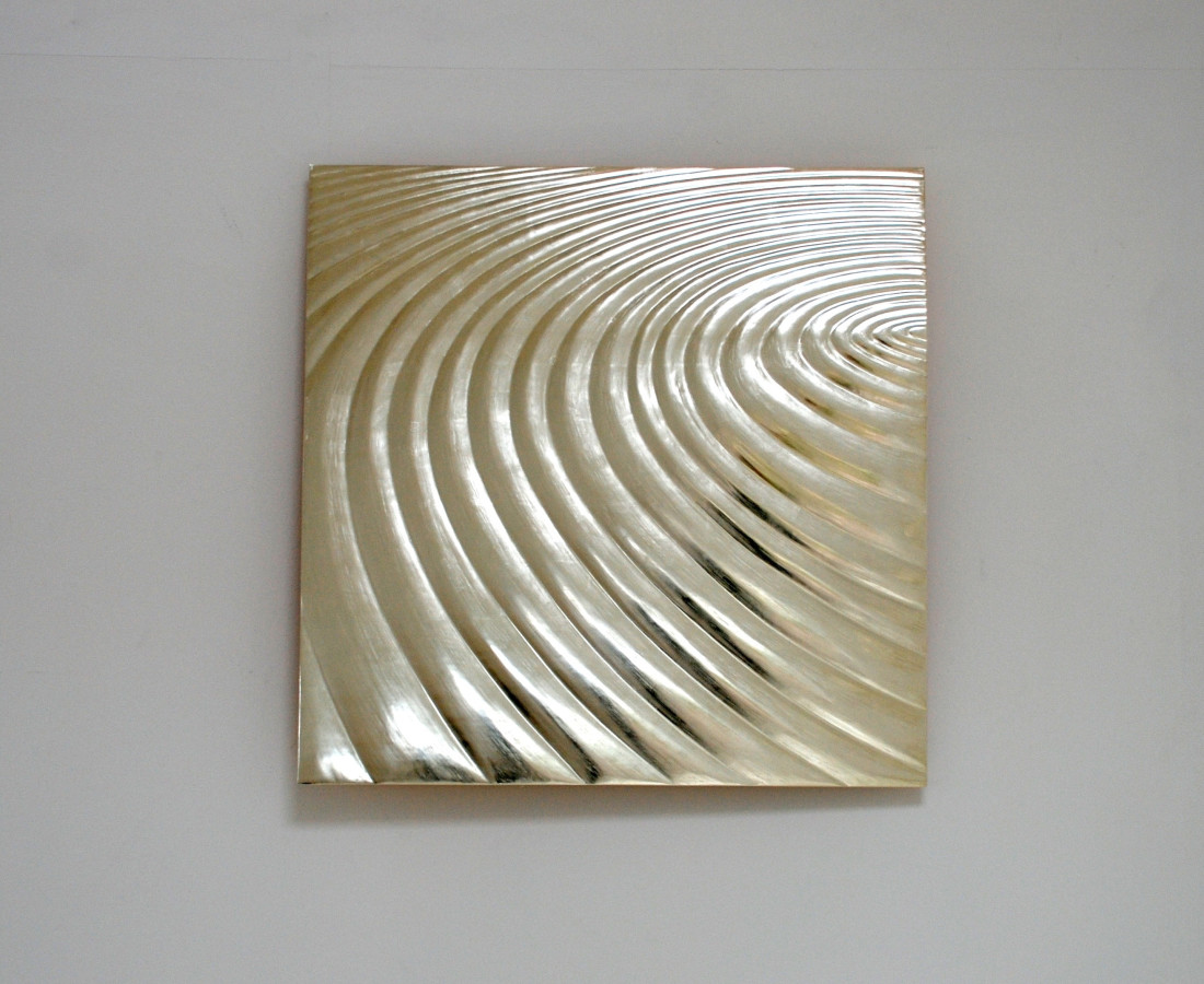 Circling, 80 cm square , 12 ct white gold on carved wood