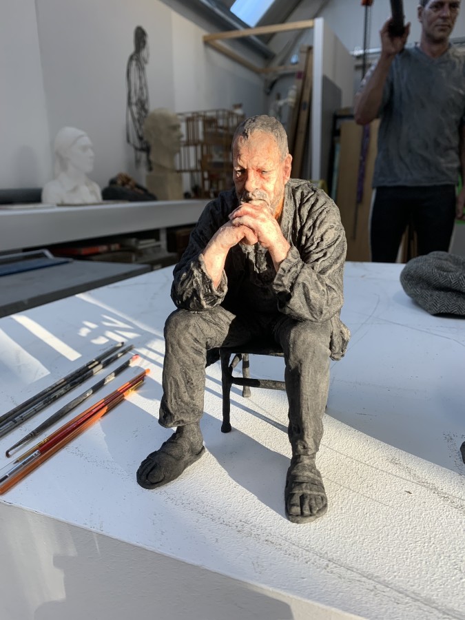 Seated Man Laser Sintered Nylon, 3d printed, oil paint 21cm high