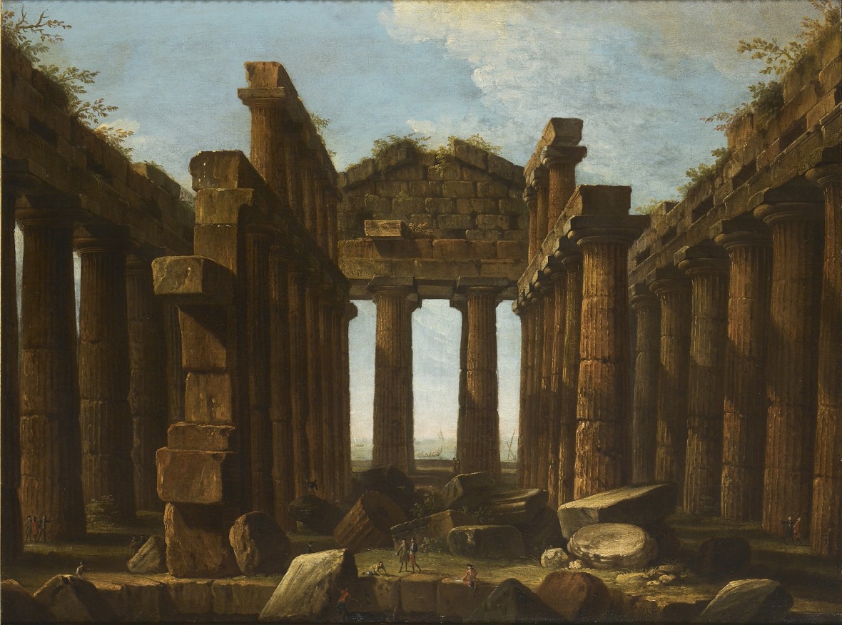 Antonio Joli Interior Of The Temple Of Poseidon Paestum