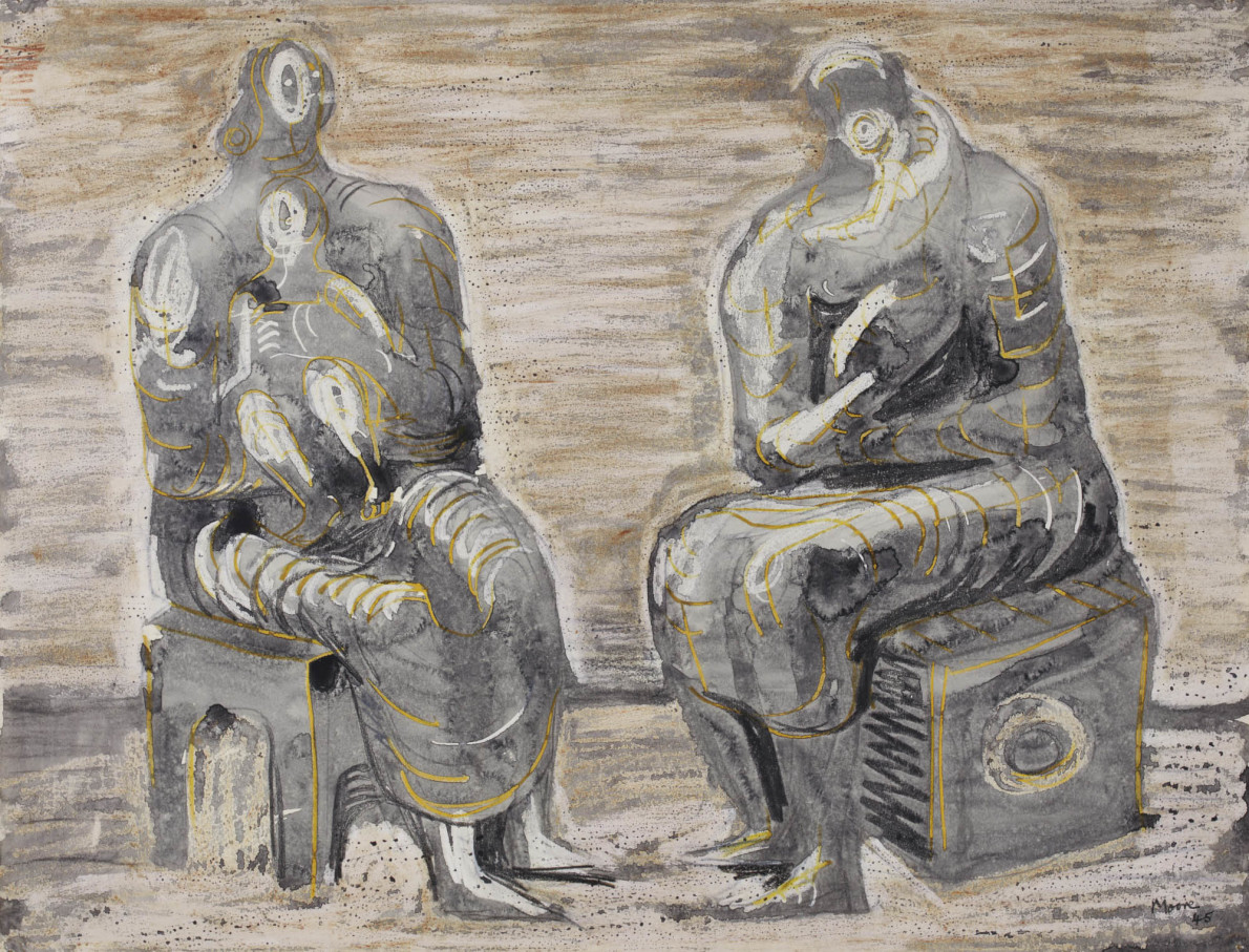 Henry Moore, Two Women and Children, 1945