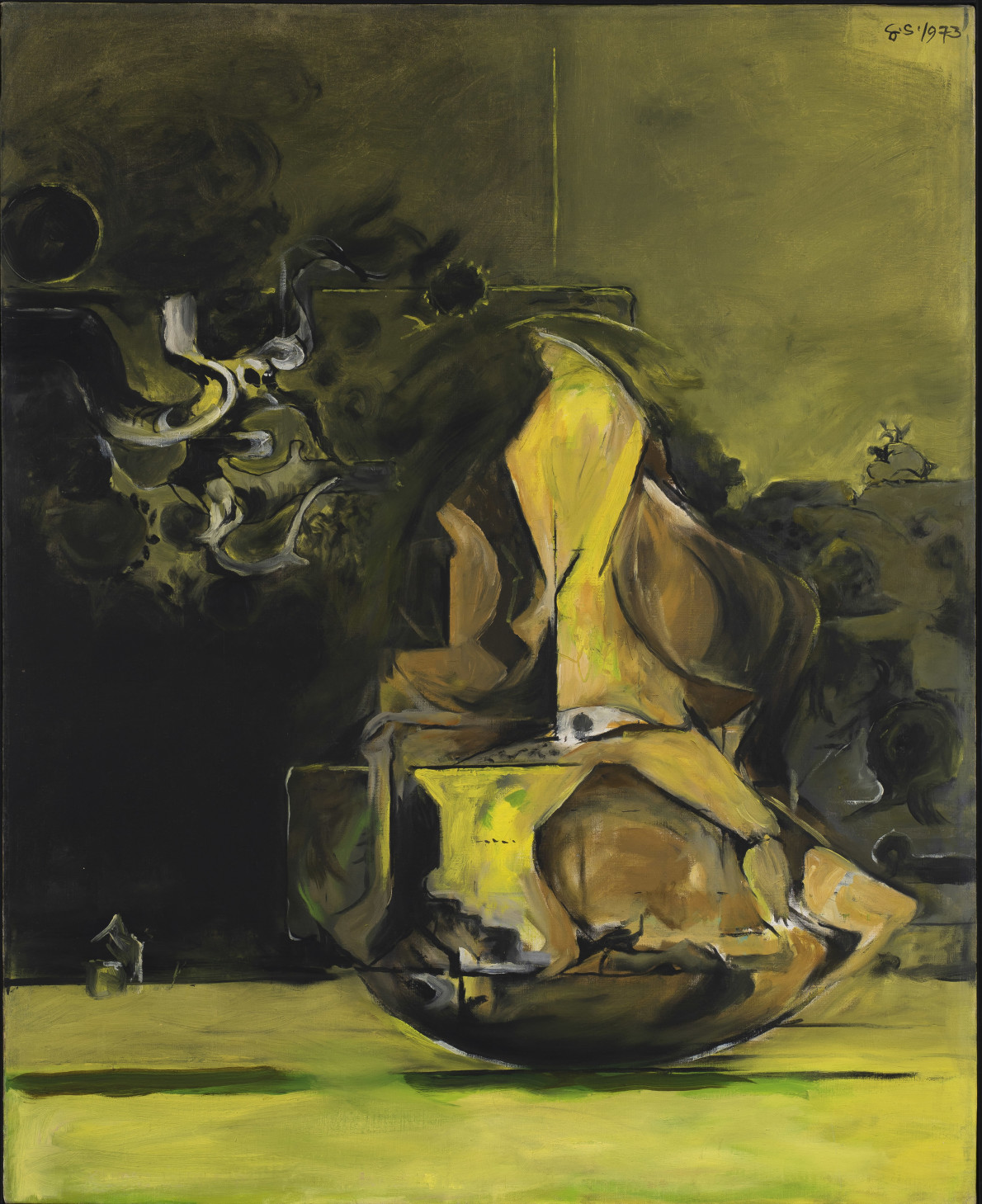Graham Sutherland, Rock form against woods, 1973