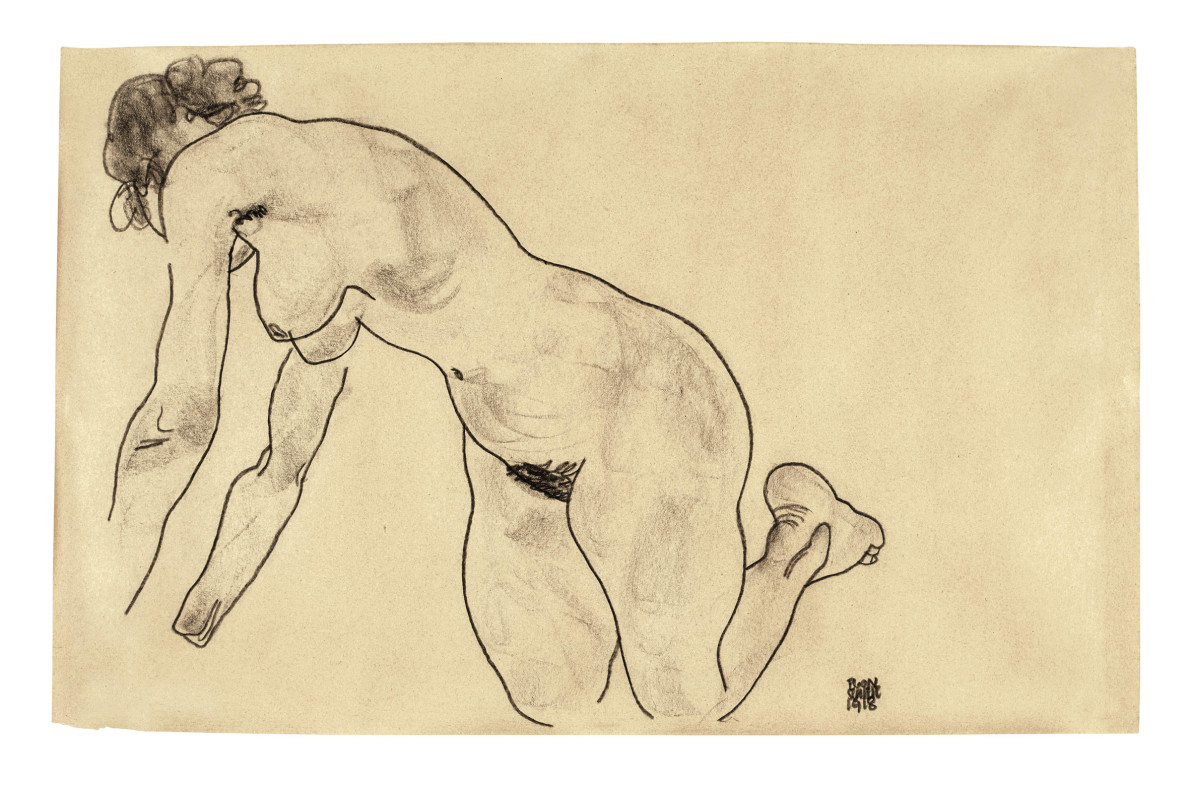 Egon Schiele, Crouching Female Nude, 1918