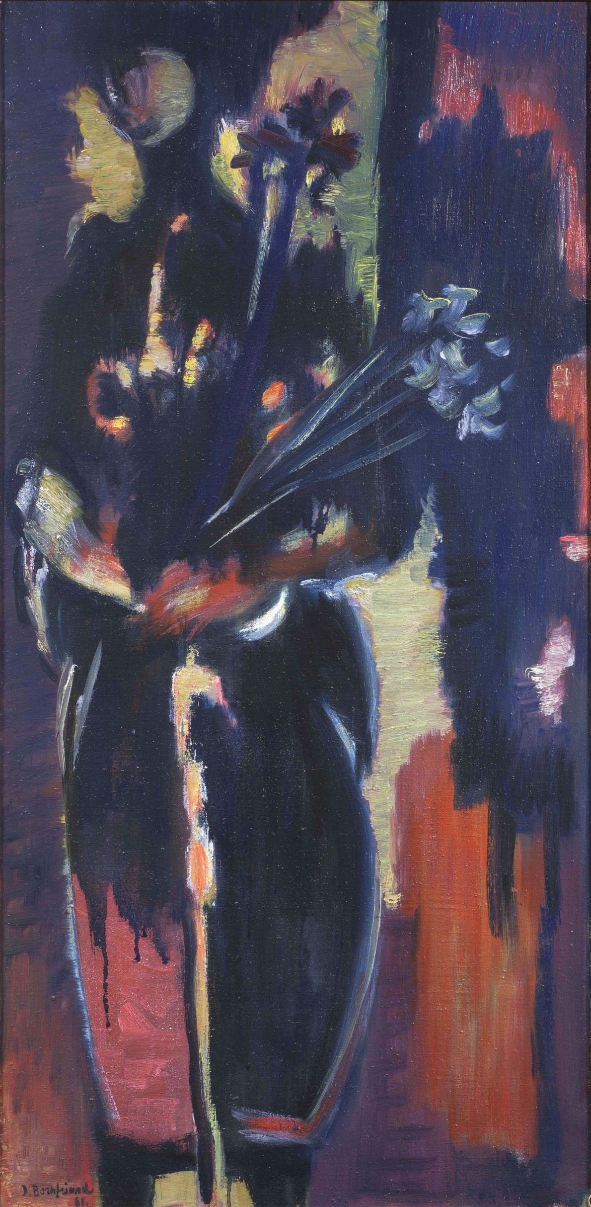 Jacob Bornfriend, Figure with Irises, 1961