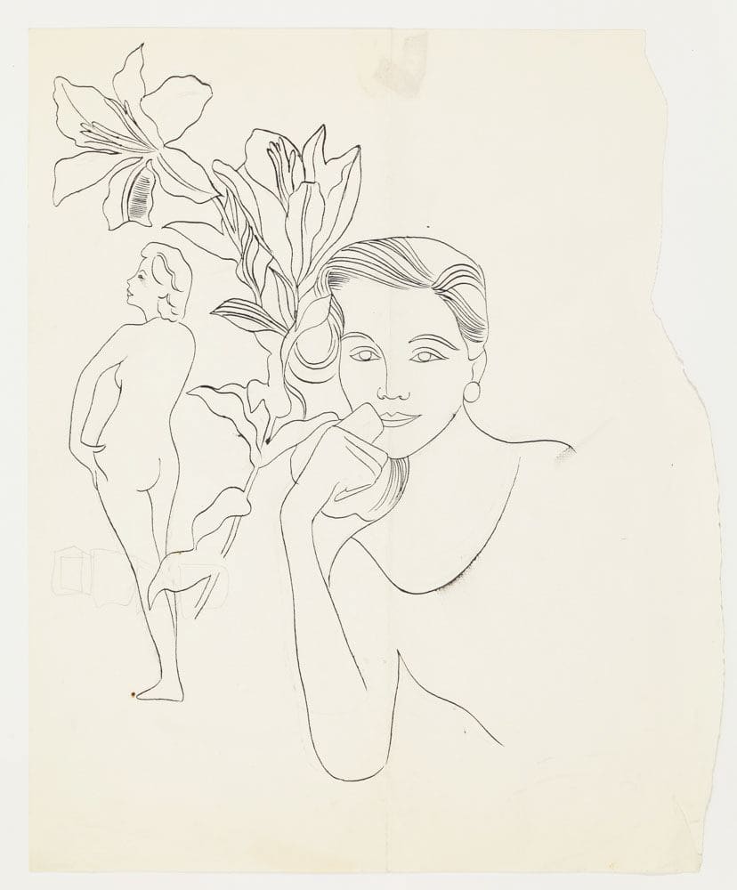Andy Warhol, Tattooed Female In Girdle, ca. 1955