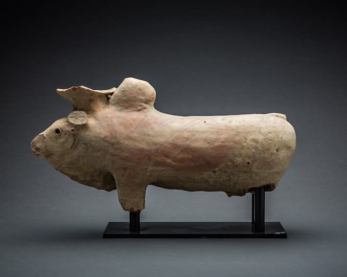 Indus Valley Slip-Painted Terracotta Figure of a Zebu Bull, 2800 