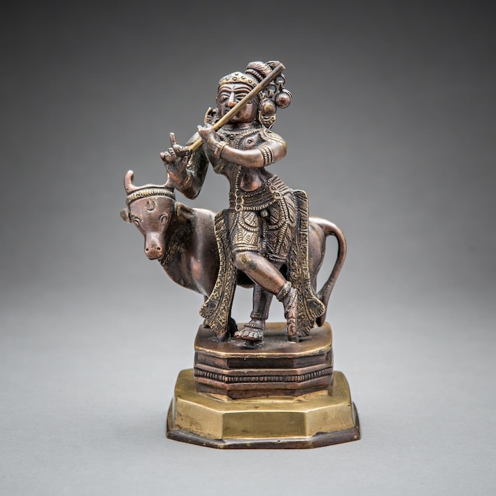 Figurine Of Krishna Playing The Flute - 19th Century Figurine Of Krishna Playing The Flute - 19th Century
