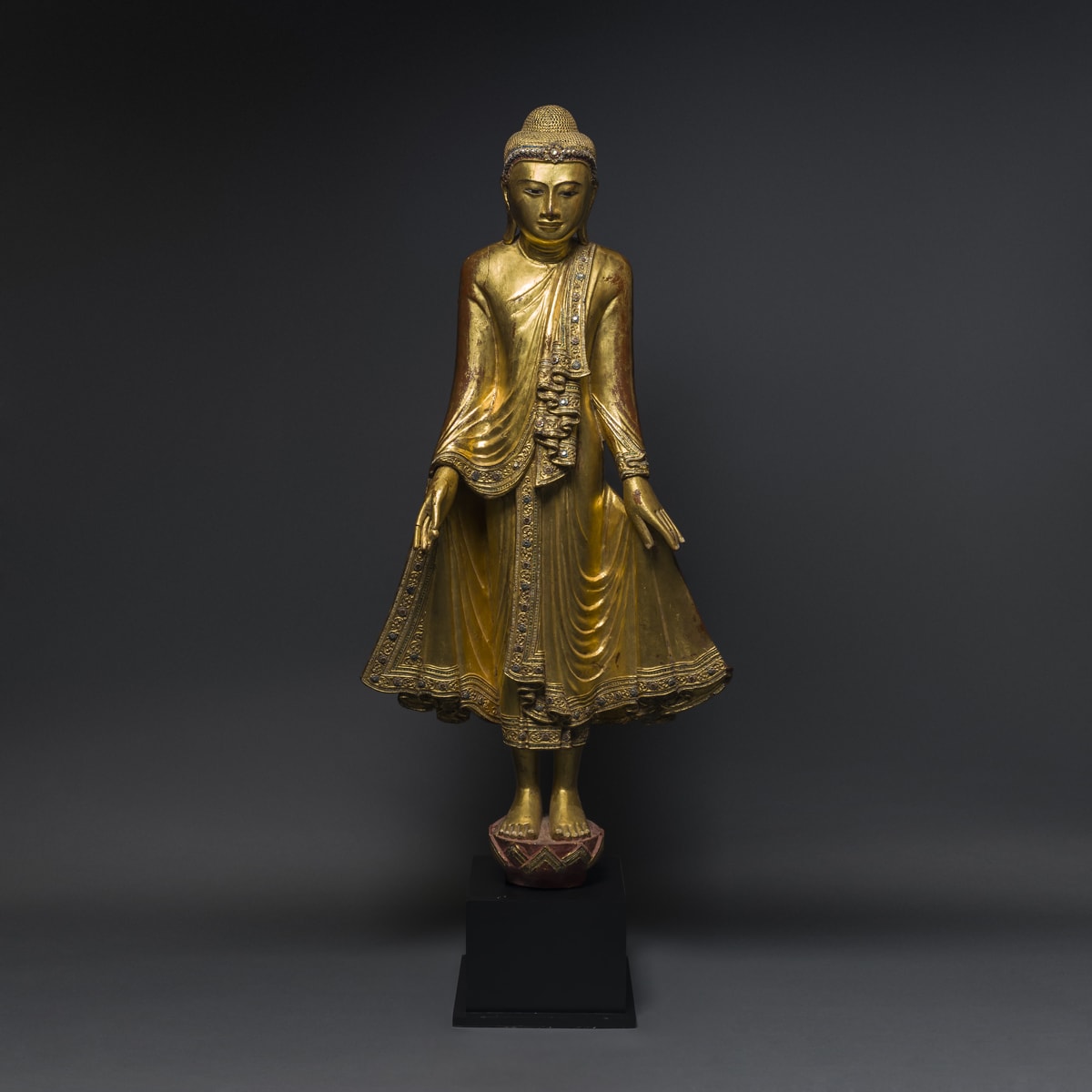 Gilt Wooden Burmese Buddha Statue - 18thC Gilt Wooden Burmese Buddha Statue - 18thC