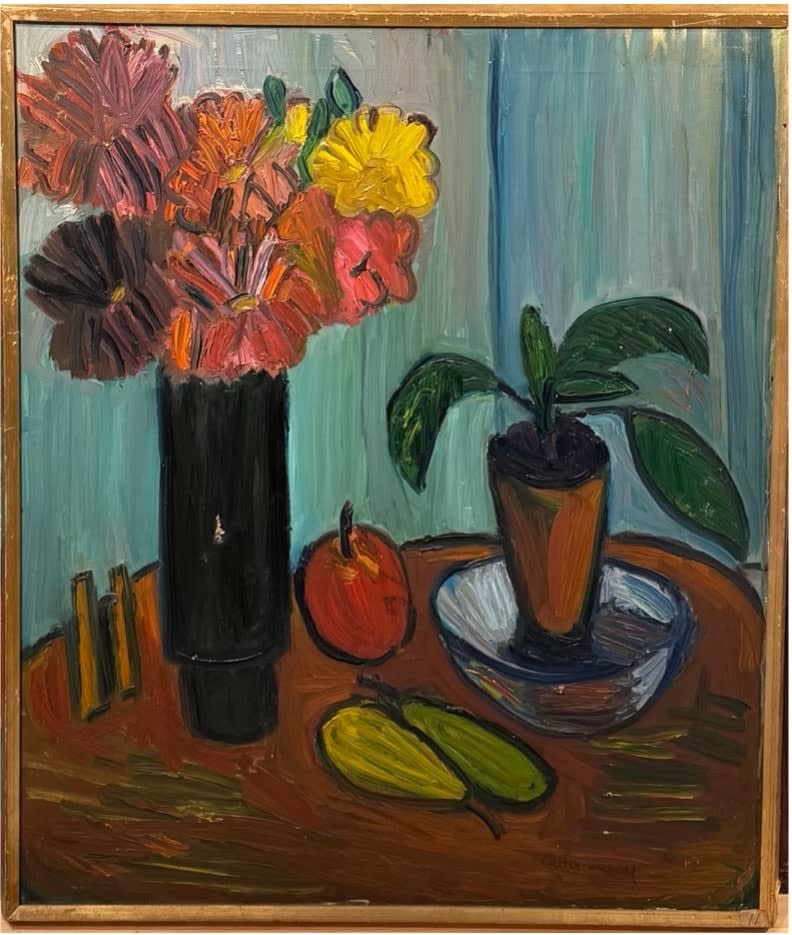 Still life with apple and citruses