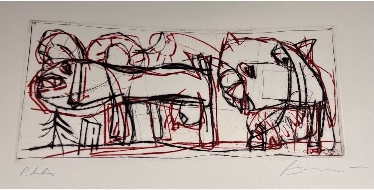Black and Red Abstract Cat
