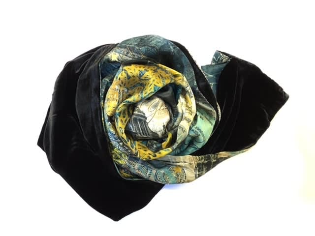 Neil Bottle Wanderlust Maidan Silk Velvet Scarf Verdigris