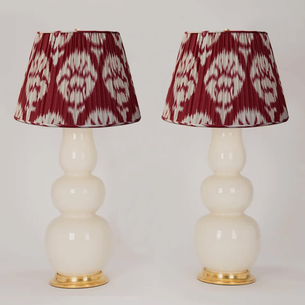 Christopher Spitzmiller Pair of Allen Lamps Tea Stain Crackle