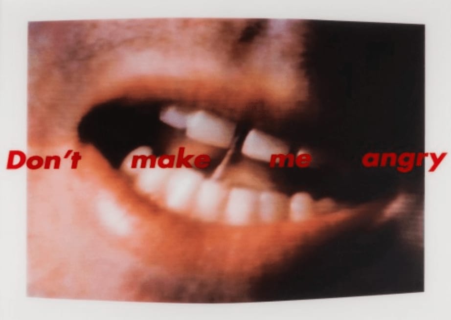 Barbara Kruger, Don't Make Me Angry, 1999 | Guy Hepner