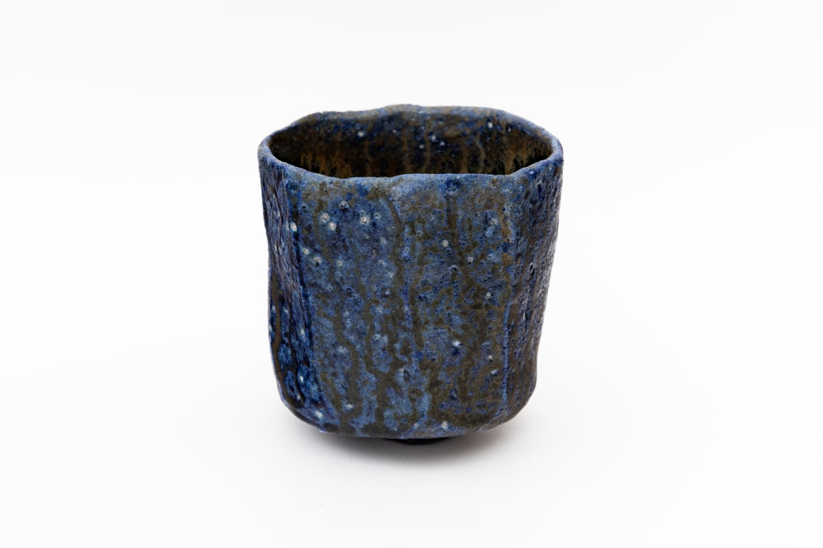 Blue and Black Shaved Tea Bowl - 蒼変黒削茶盌