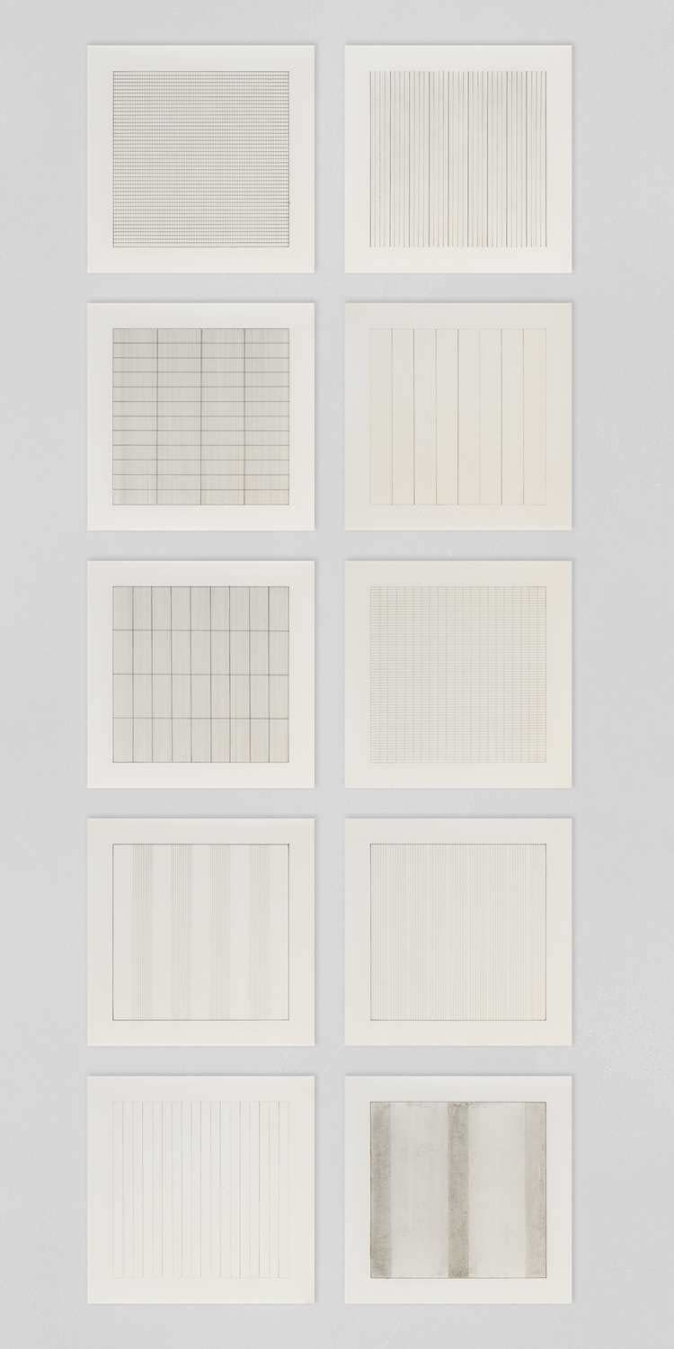 Set of 10 Lithographs After Drawings by Agnes Martin Set of 10 Lithographs After Drawings by Agnes Martin