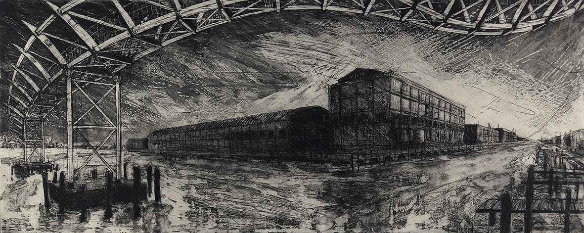 Ros Ford Re Winter Venice I People Mover Tronchetto Mercato 2019 London Original Print Fair