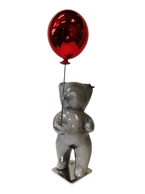 Bubbly Silver Glitter Balloon Red - 5/8
