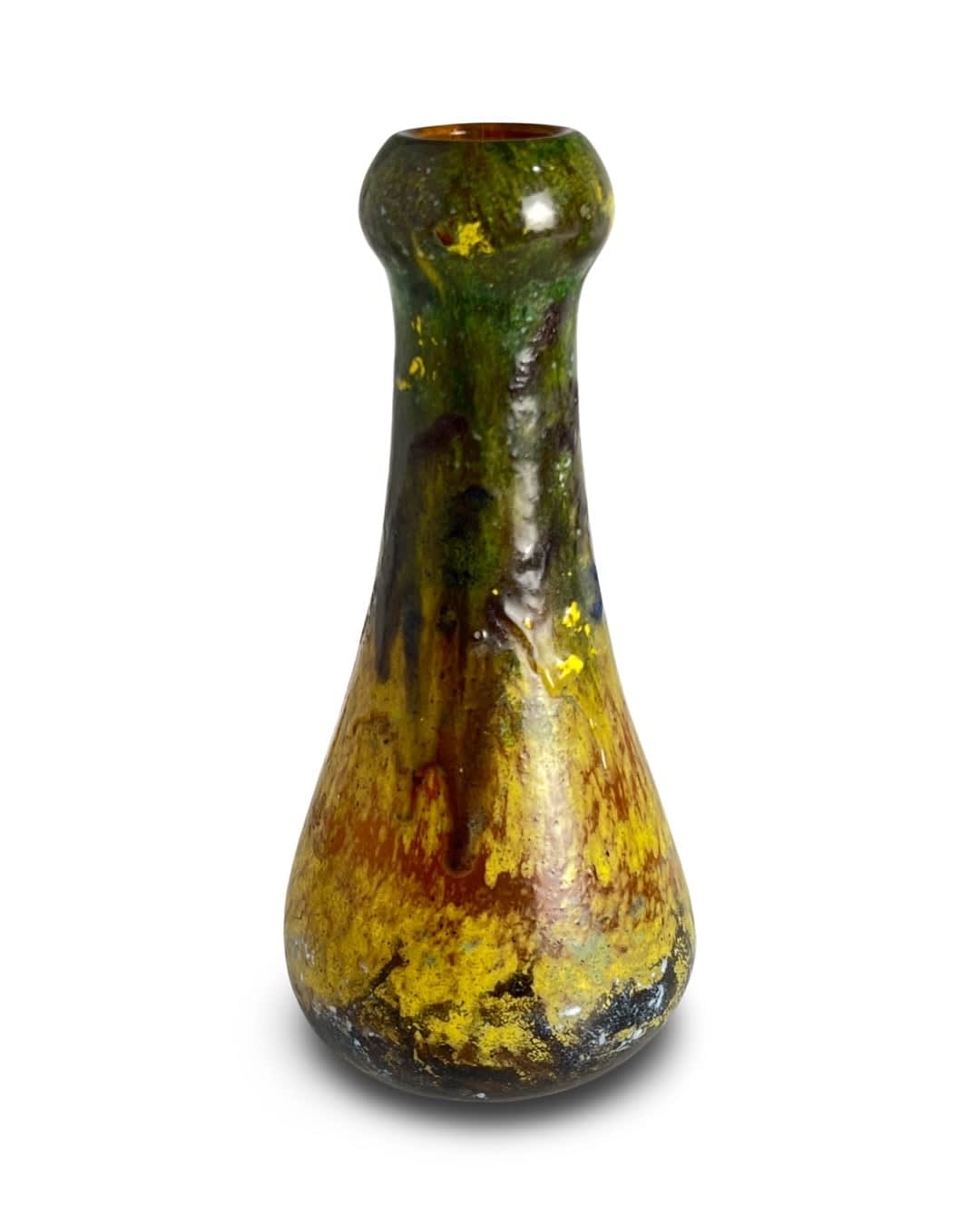 ANTIQUE FRENCHエナメルGLASS VASE、ART DECO、エイドリアン