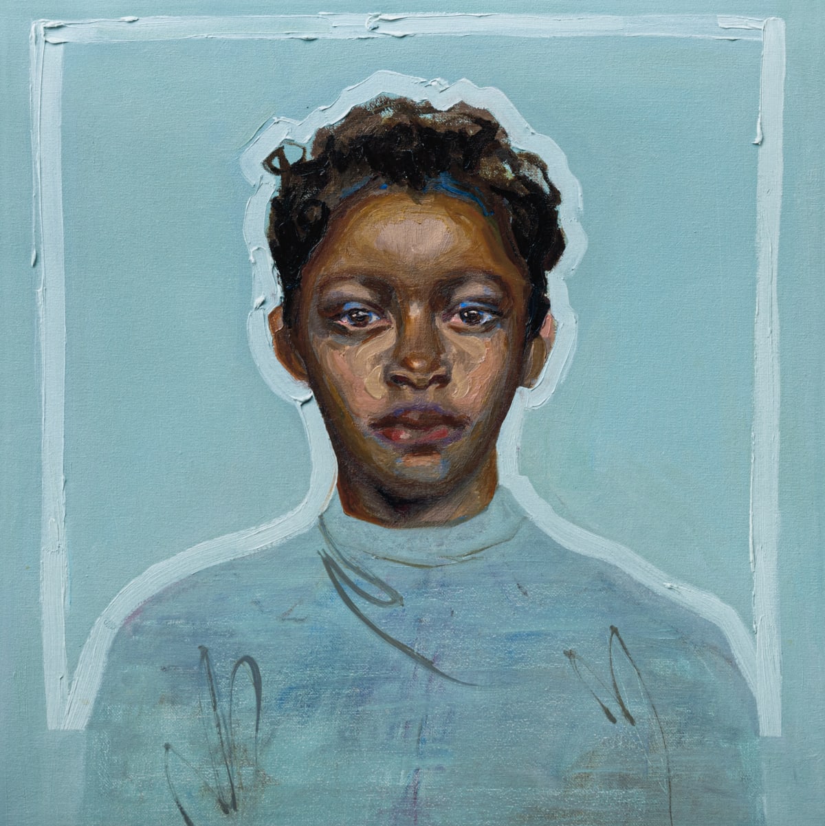 Portrait with Aquamarine Outline, 2022