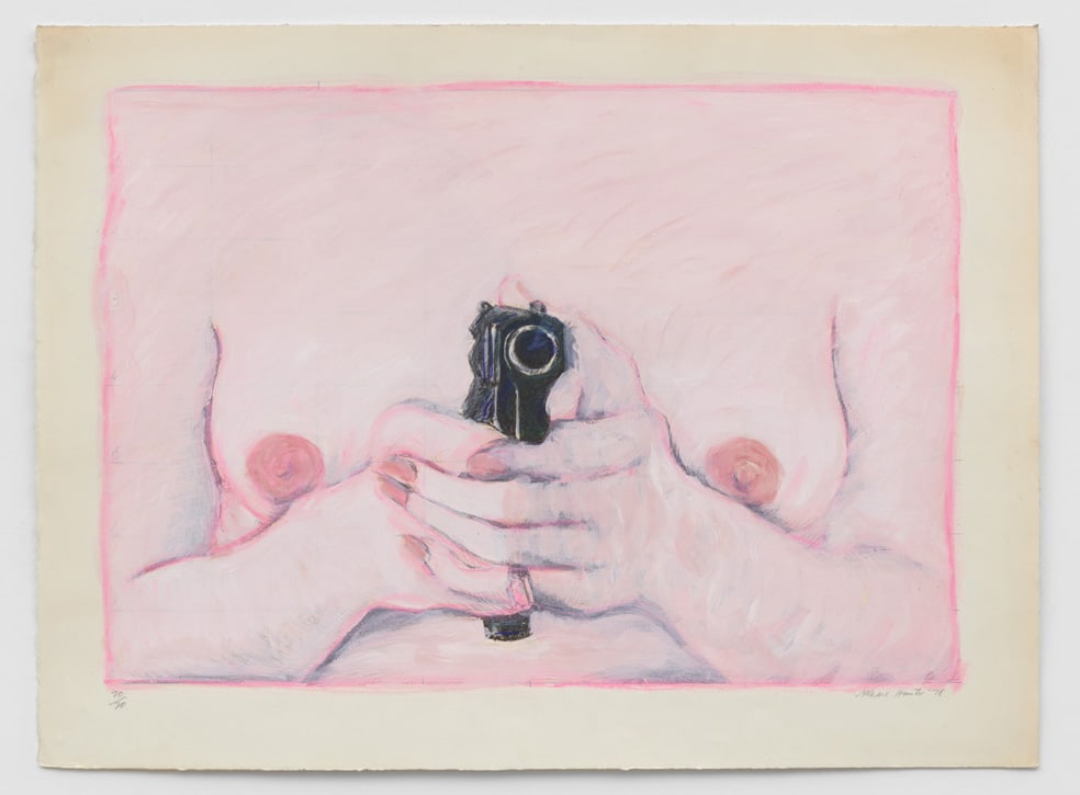 Alexis HUNTER The Model’s Revenge, 1978 Crayon, watercolour and lithograph on paper, unique 57 x 77.5 cm