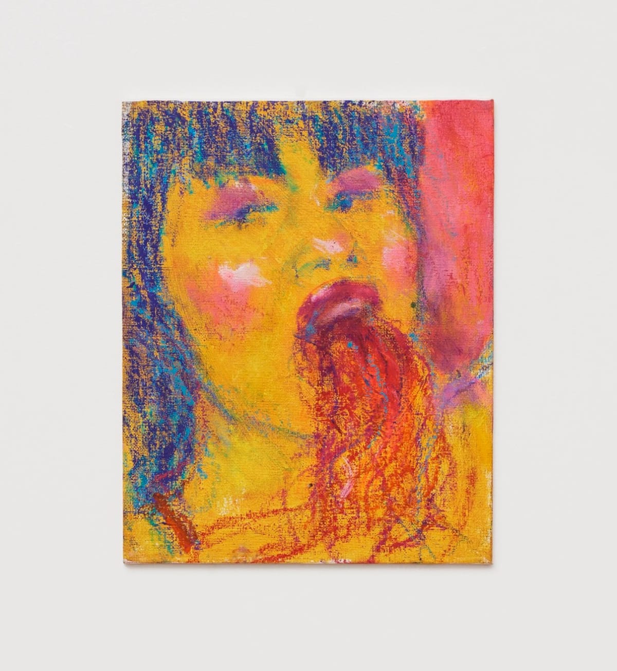 Caroline WONG Hungry Woman 9, 2023 Oil, oil pastel, pigment, and acrylic on canvas board 25.5 x 20.5 cm